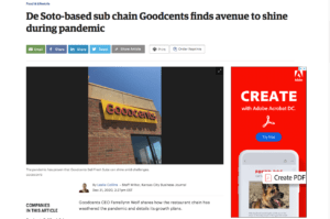 screenshot of Goodcents expansion article in Kansas City Business Journal