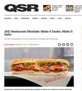 QSR magazine screenshot featuring an article about Goodcents