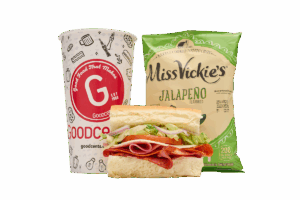 Drink and chips with sub